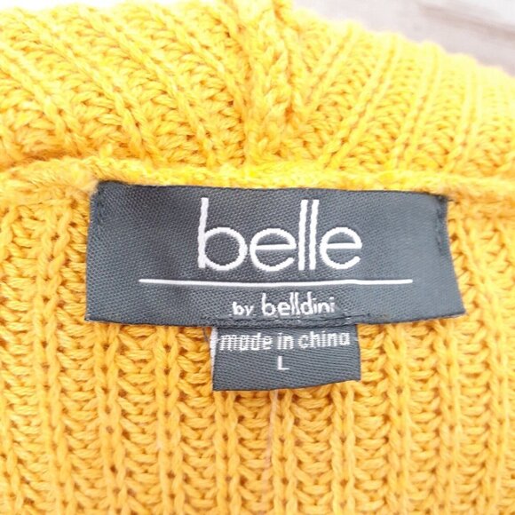 Belle by Belldini Hooded Sweater L Yellow White 419A - Picture 4 of 6